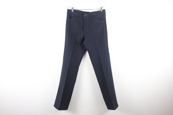 vintage 1980s BLUE wrangler Sta-prest Pants poly util… - Gem