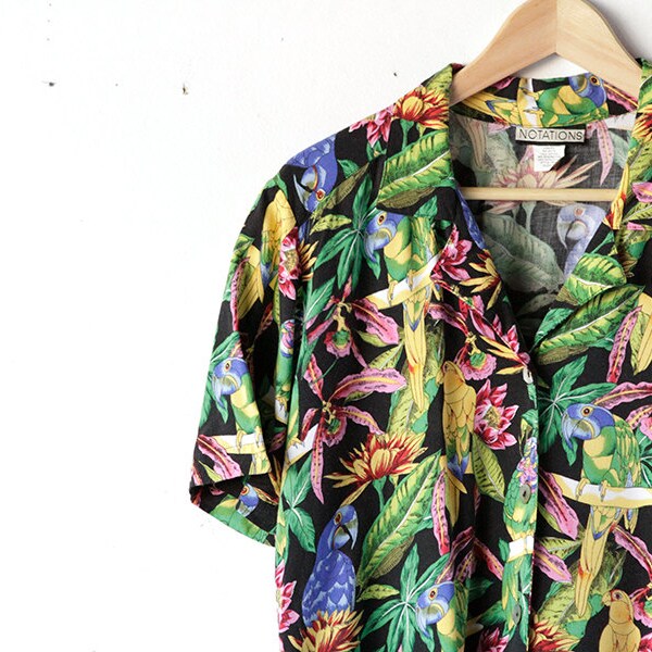 wild PARAKEET odd future 90s HAWAIIAN print shirt