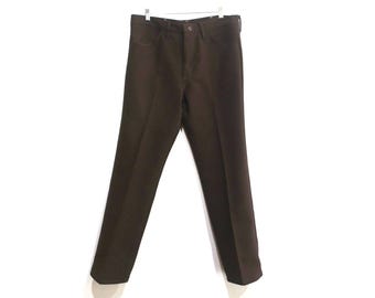 vintage WRANGLER'S Sta Prest BROWN levi style 70s 80s TROUSERS jeans pants size 35x30 pants - Free shipping