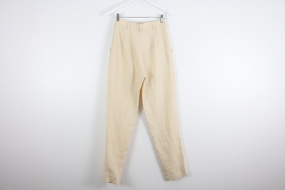 vintage LINEN cream PLEATED y2k pants slacks - Si… - image 4