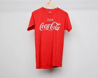 vintage COCA-COLA enjoy coke SINGLE stitch 50/50 vintage men's t-shirt -- size small/medium -- Free ship U.S.A.