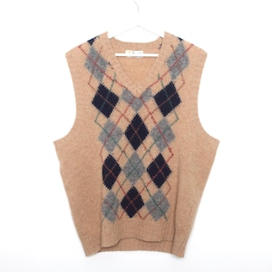 vintage 50s 1960s ARGYLE knit SWEATER vest shirt top vintage sleeveless mid century sweater Men&#39;s Medium/Large - FREE shipping U.S.A