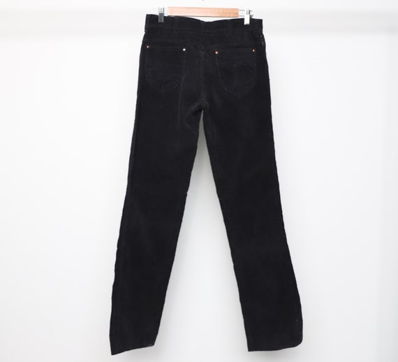 vintage 1970s 80s black CORDUROY vintage PANTS si… - image 1