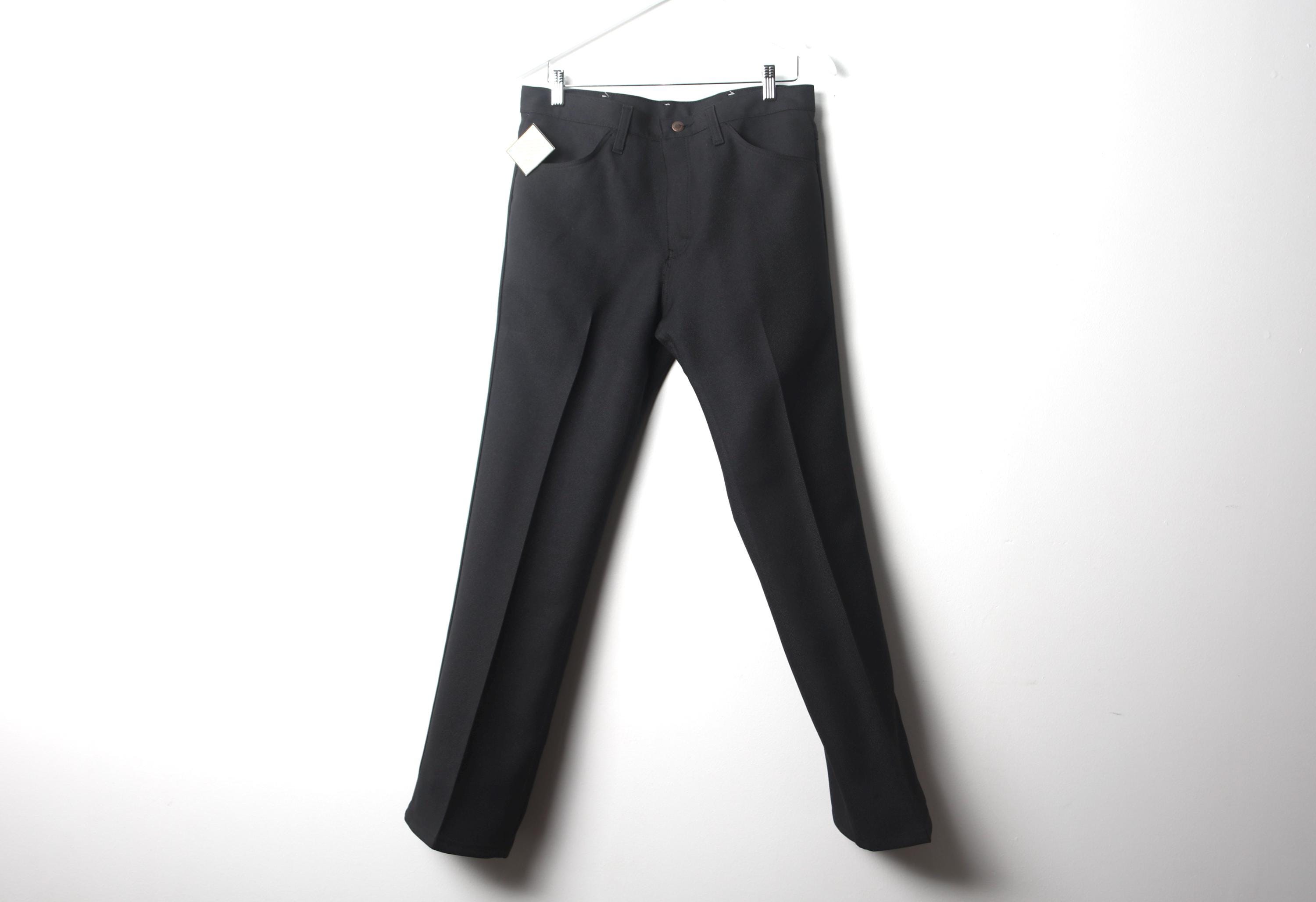 vintage WRANGLER deadstock vintage levi's style wrangler Black sta prest  SLACKS polyester finish 1970s pants 34x30 pants - still tagged.