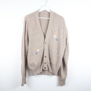 vintage MEN'S wool blend super soft WINTER warm mid-century CARDIGAN 1960s grunge sweater -- size large