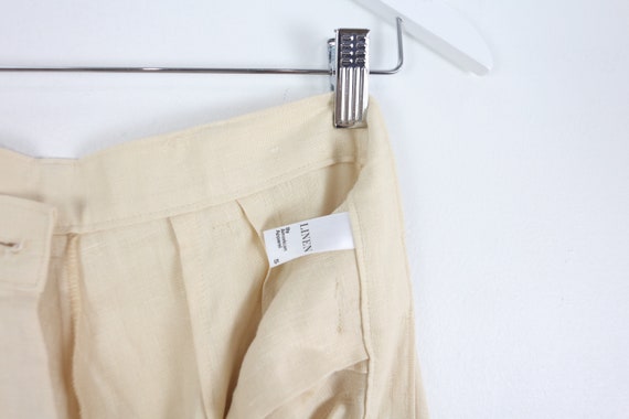 vintage LINEN cream PLEATED y2k pants slacks - Si… - image 3