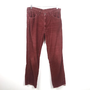 vintage LEVI&#39;S brand vintage men&#39;s red CORDUROY 1960s 70s collectible cotton PANTS style waist size 34x20