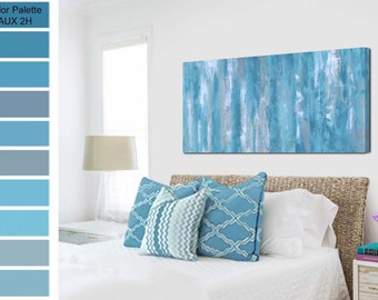 Ocean Sunset Wall Art Aqua Teal Gray Blue White Large Canvas Etsy