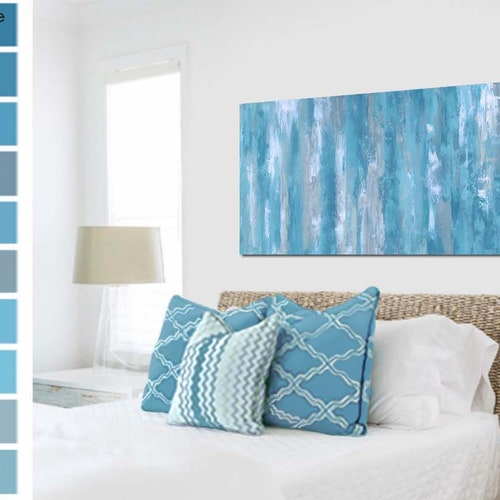 Long Horizontal Canvas Wall Art Over Bed Decor Above Couch Etsy
