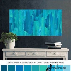 Large Abstract Canvas Wall Art, Modern Teal Navy Blue Living Room Wall Decor, Master Bedroom ...