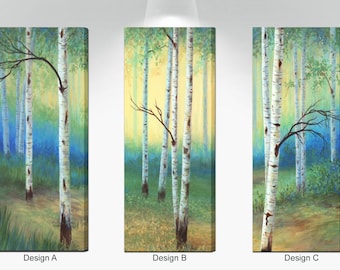 Aspen trees decor - Long tall & narrow vertical wall art, Canvas print of birch tree painting, Modern pictures and artwork