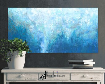 Oversized artwork, Blue abstract wall art canvas, Modern wall decor for living room, dining, above bed art or bachelor bedroom pictures