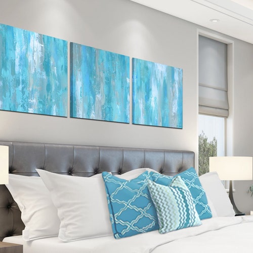 Large Wall Art Teal Home Decor Canvas Art Print Abstract Etsy Canada