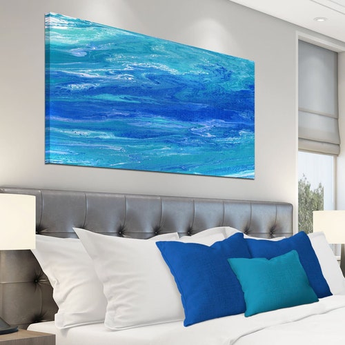 Large Wall Art Teal Home Decor Canvas Art Print Abstract Etsy Canada