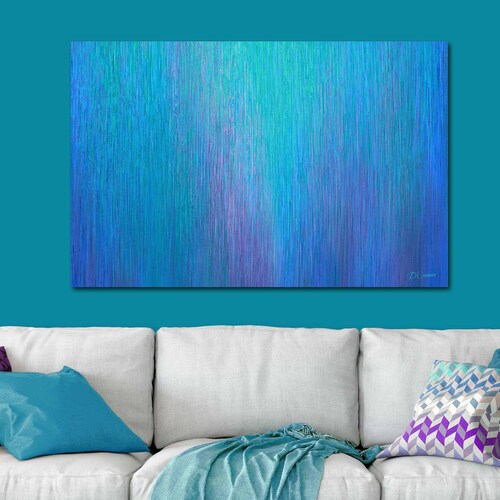 AB727 Teal Purple Feather Modern Abstract Framed Wall Art Large Picture Prints 