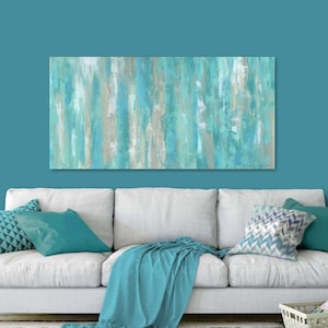 Large wall art Teal home decor Canvas art print Abstract | Etsy