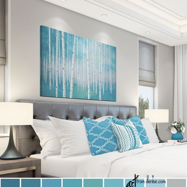 Teal Gray Wall Art Etsy