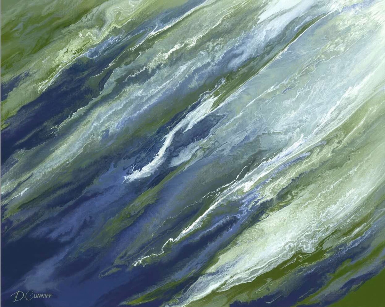 Olive Green & Navy Blue Wall Art Canvas Abstract Chartreuse Etsy