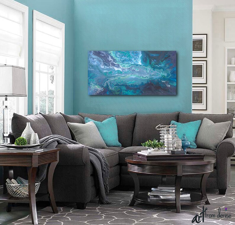 Navy Blue Gray and Teal Wall Art Large Wall Art Canvas Etsy Israel