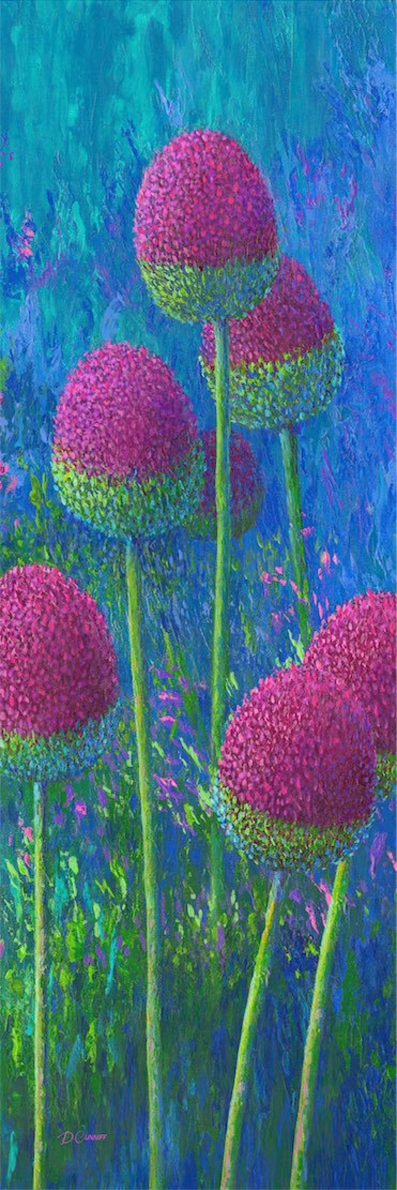 Tall Narrow Vertical Wall Art Canvas Floral Abstract Colorful Etsy