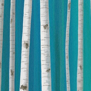 Original birch tree painting, Teal blue gray turquoise green, Panoramic canvas wall art image 4