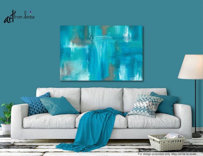 Turquoise Wall Art Canvas Original Abstract Painting Teal Etsy Ireland