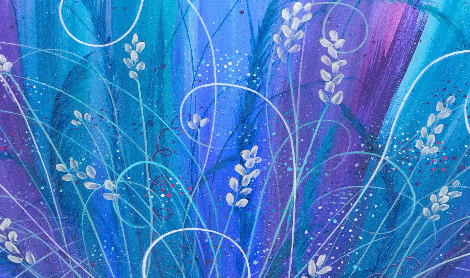 Purple & Blue Wall Art Abstract Flower Painting Canvas Art - Etsy Canada