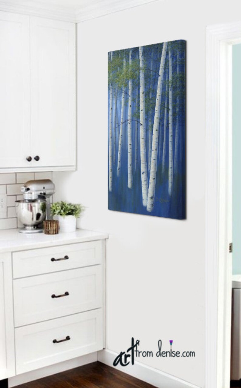 Narrow Wall Art Aspen Trees Painting Tall Vertical Canvas Etsy