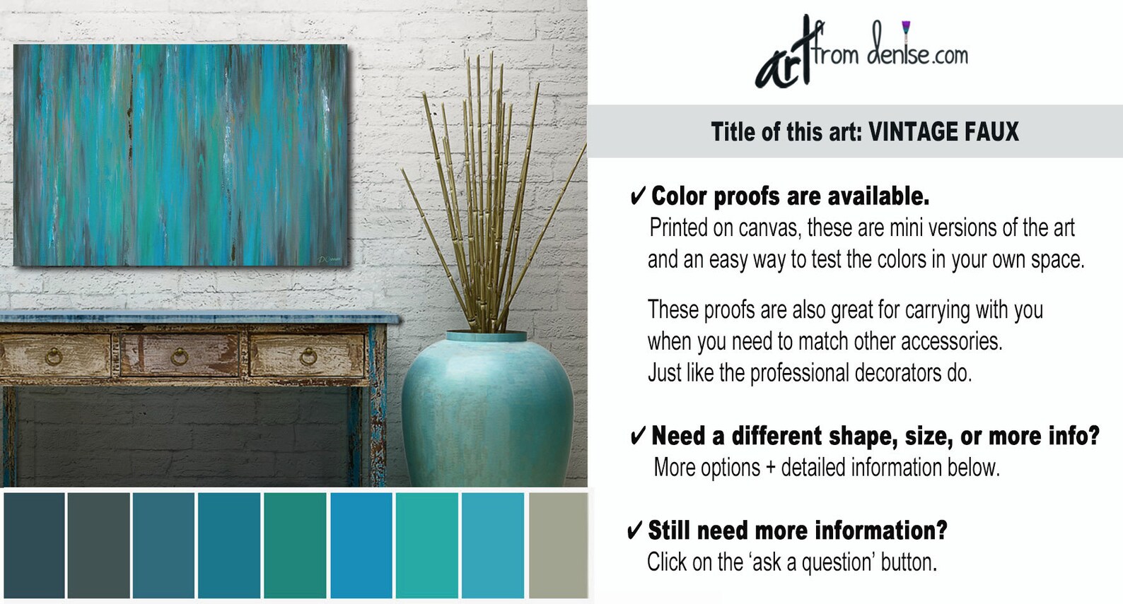 Large Teal & Gray Wall Art Abstract Canvas Art Blue Green Etsy