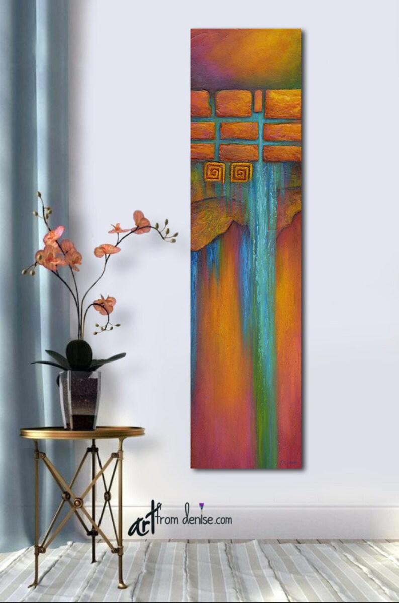 Southwestern art Tall narrow vertical wall art canvas | Etsy