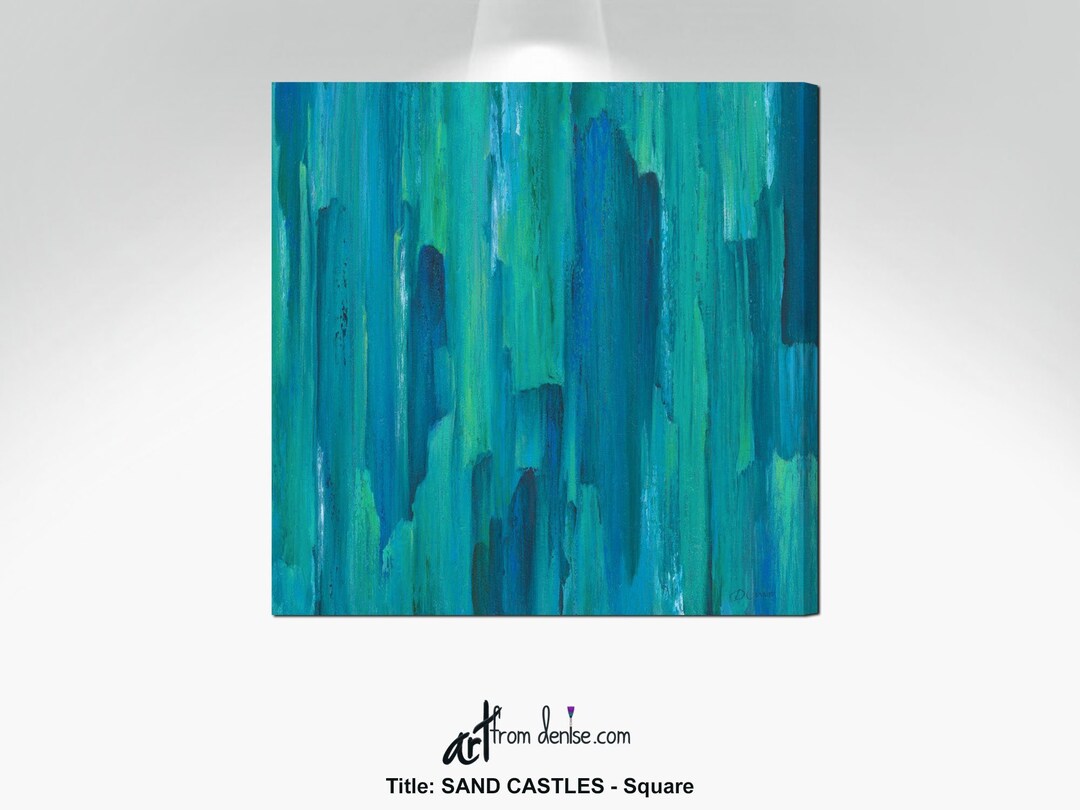 Teal Navy Blue Green Wall Art Canvas Abstract Living Room Wall Decor, Above Bed Art, Dining Room