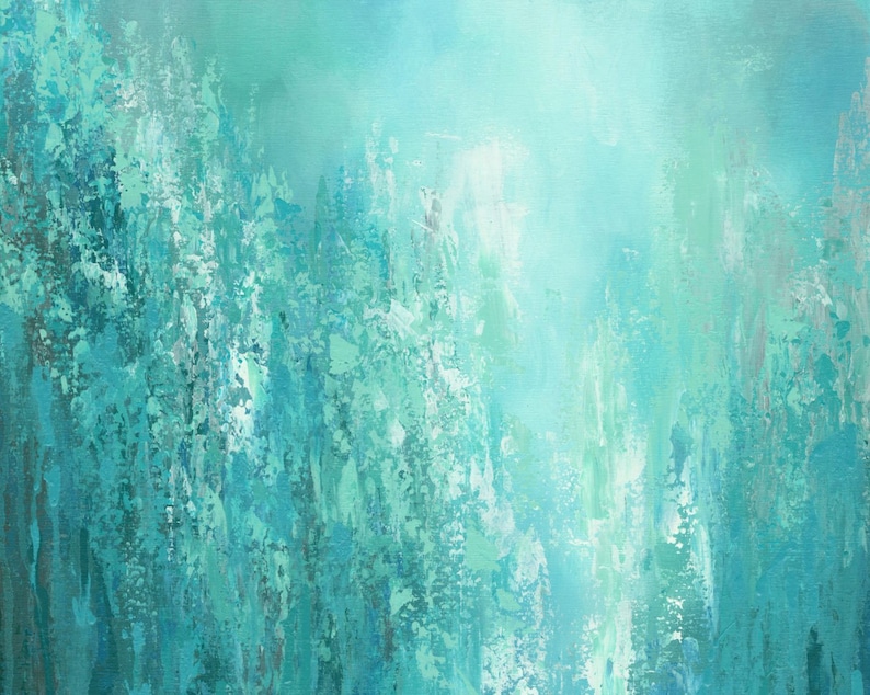 Abstract Teal Wall Art Canvas Print Turquoise Blue Green Teal Etsy