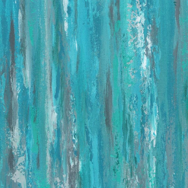 Gray and Teal Wall Art 3 Piece Canvas Abstract Set / Blue & Etsy