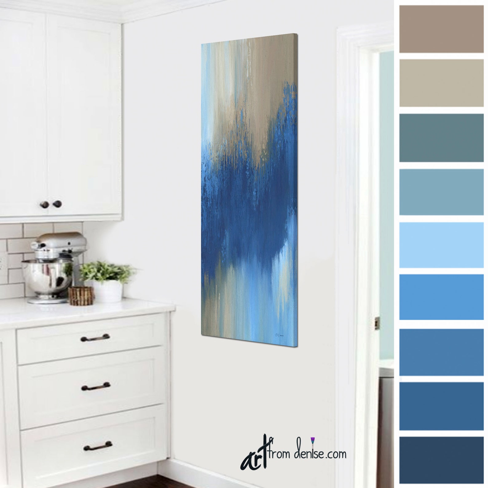 Extra Tall Vertical Wall Art Canvas Print Navy Blue Abstract Etsy