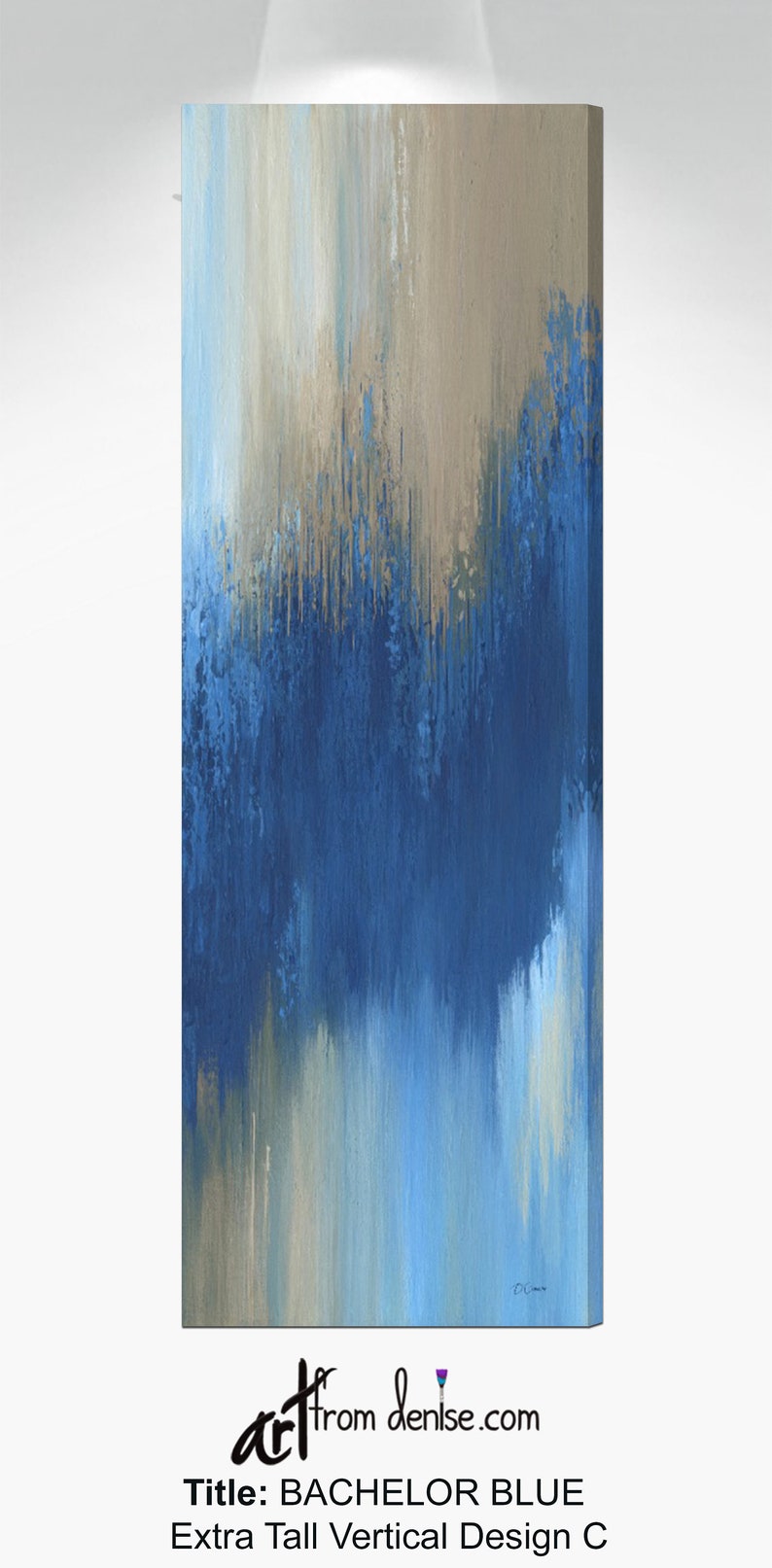 Extra Tall Vertical Wall Art Canvas Print Navy Blue Abstract Etsy