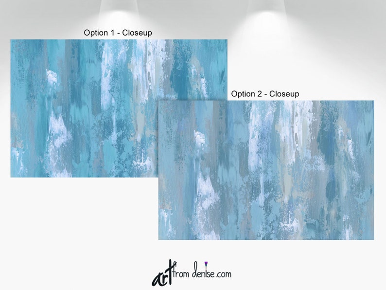 Grey & blue abstract canvas wall art above bed decor for Etsy