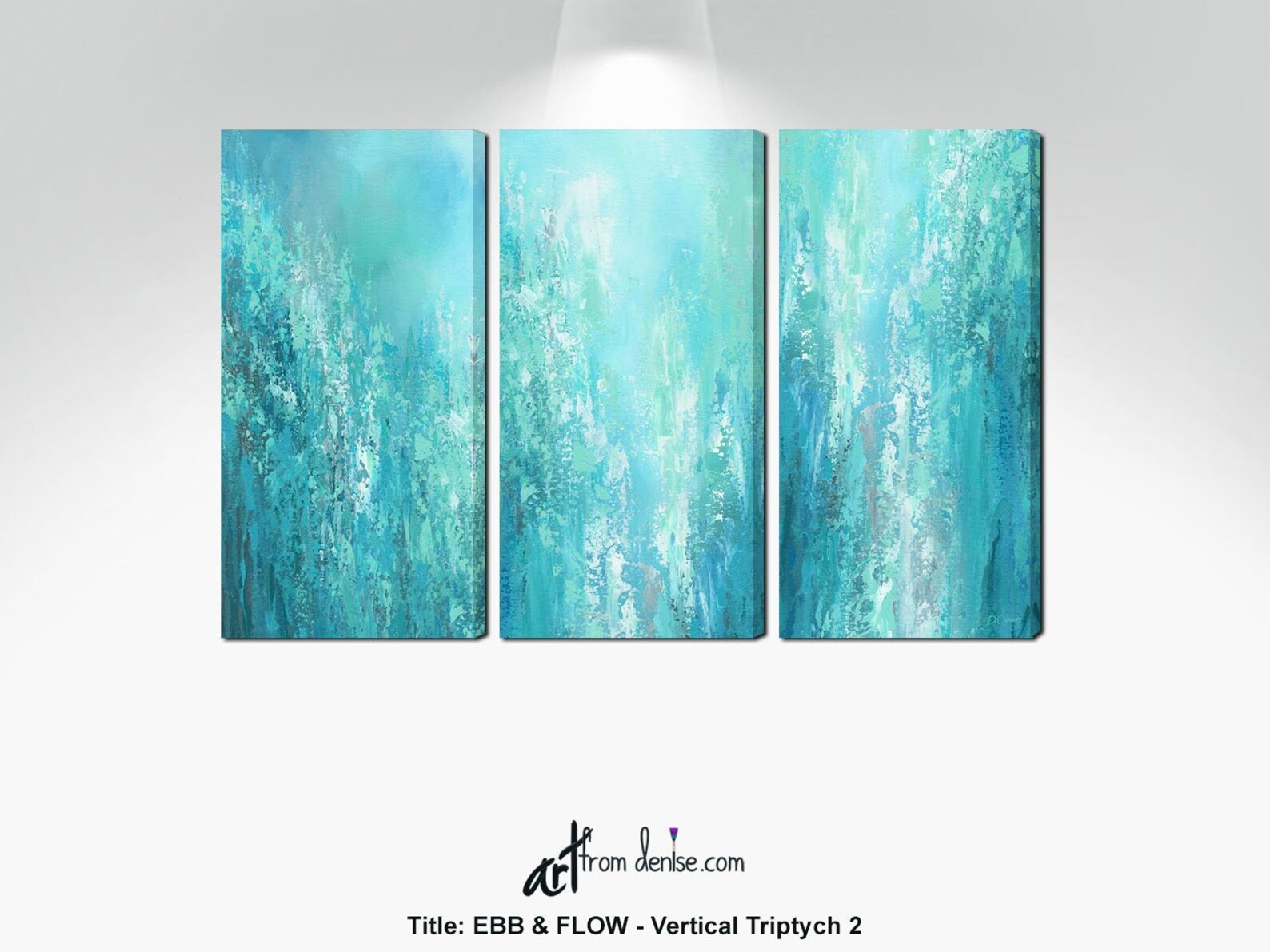 Large Abstract Triptych 3 Piece Wall Art Canvas Set Aqua Etsy