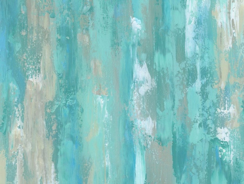 Large Wall Art Teal Home Decor Canvas Art Print Abstract Etsy