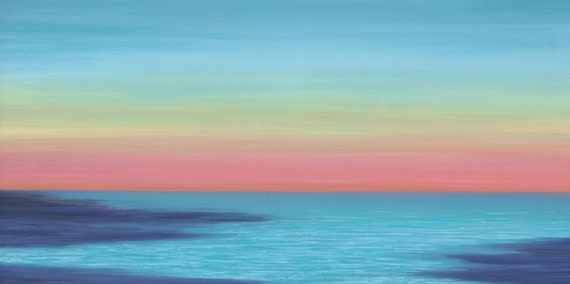 Yellow Orange Sunset Abstract Ocean Seascape Photography Art Print