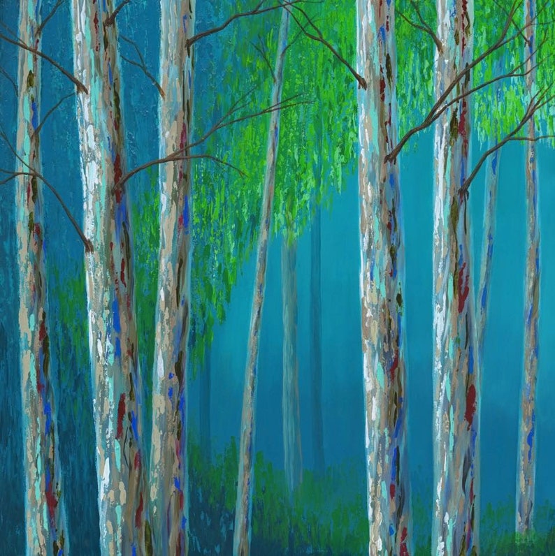 Abstract Tree Paintings Birch Trees Art Work Aspen Trees Etsy