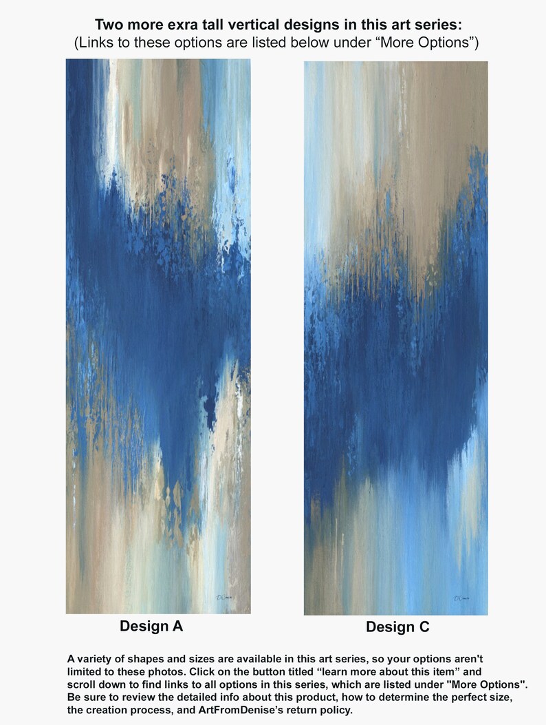 Navy Blue Abstract Print Tall Vertical Wall Art Canvas Wall Etsy