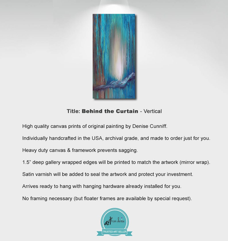 Blue Brown Vertical Wall Art Orange Turquoise Teal Gray