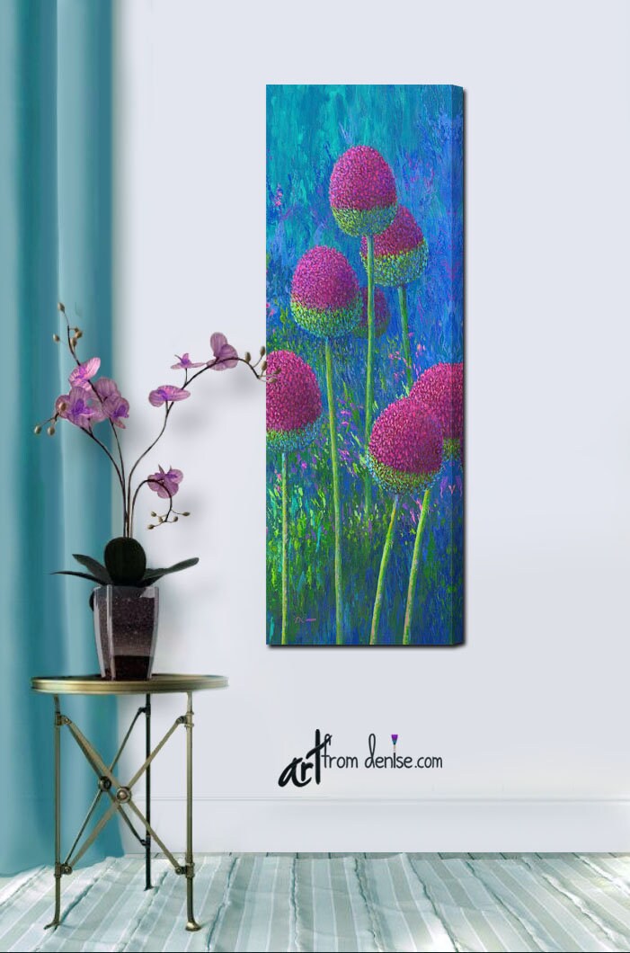 Tall narrow vertical wall art canvas floral abstract Colorful Etsy