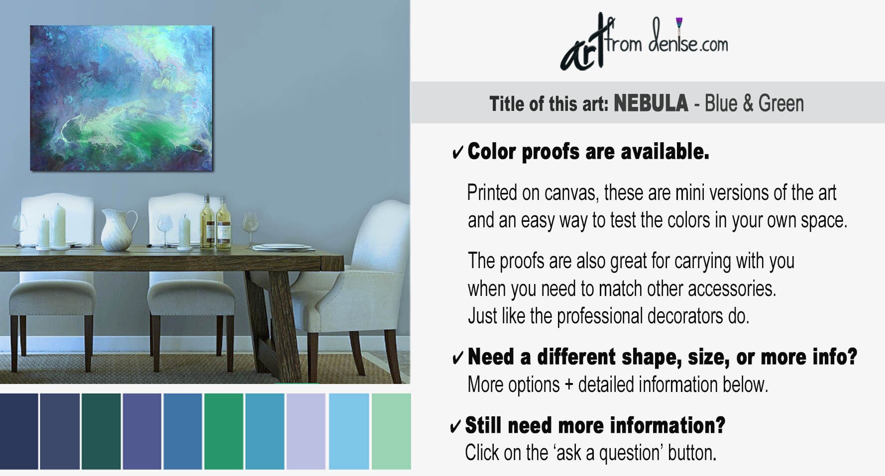 Abstract green & navy blue wall art Canvas artwork for foyer Etsy