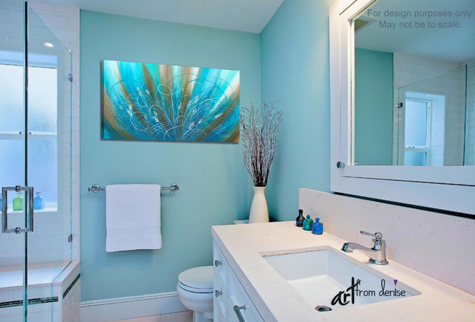 Blue & Brown Abstract Floral Canvas Wall Art Long Horizontal - Etsy