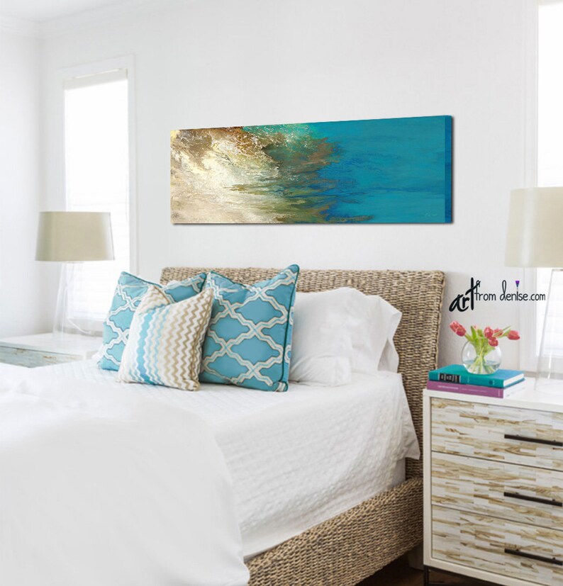 Teal Blue & Green Panoramic Wall Art Canvas Abstract Etsy Australia