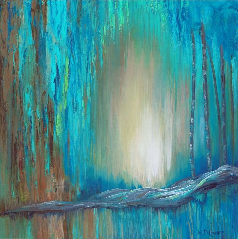 Teal and Brown Abstract Canvas Bachelor Pad Wall Art Etsy