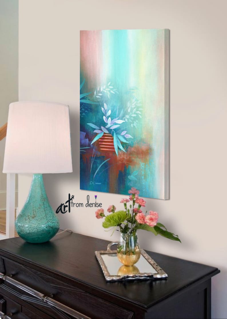Abstract Floral Painting tall Vertical Wall Art Canvas Etsy