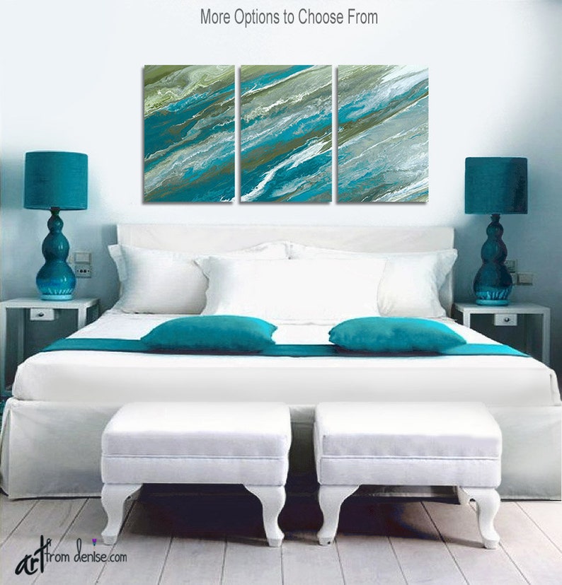 Blue & Green Abstract 2 Piece Canvas Wall Art Diptych Etsy