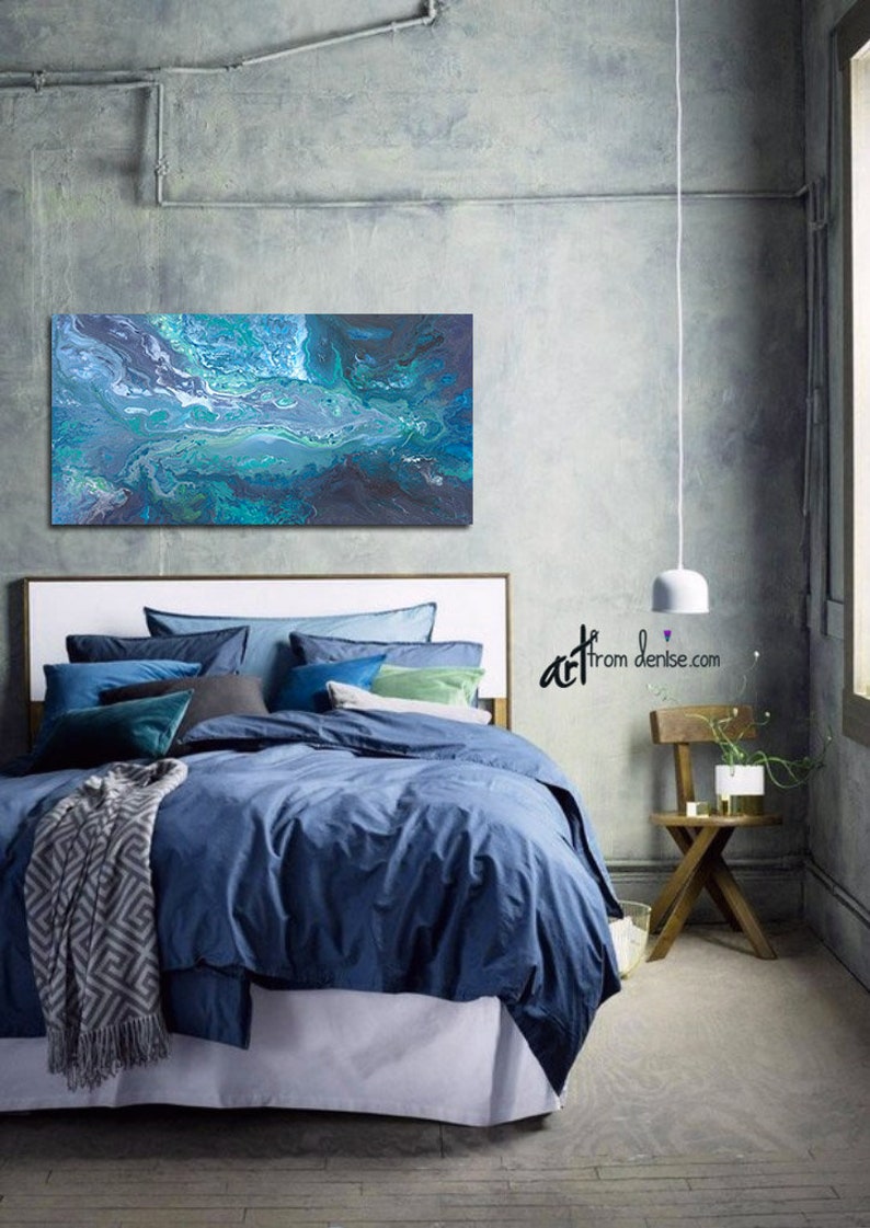 Navy Blue Gray and Teal Wall Art Large Wall Art Canvas Etsy Israel